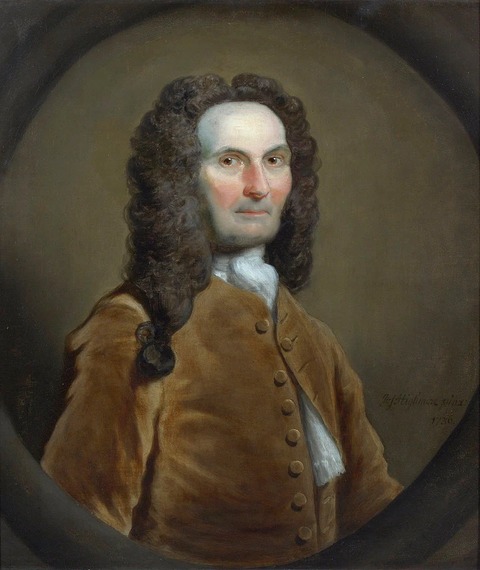 Portrait peint d'Abraham de Moivre, homme âgé en perruque blanche et habit sombre.