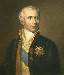 Gravure en buste de Pierre-Simon de Laplace, en habit brodé.