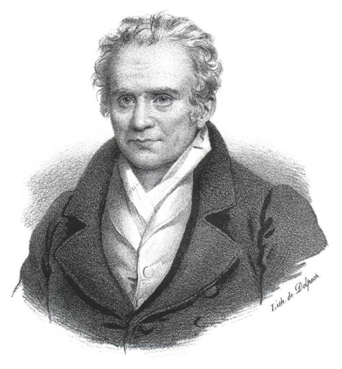Portrait lithographié de Gaspard Monge, âgé, en habit.