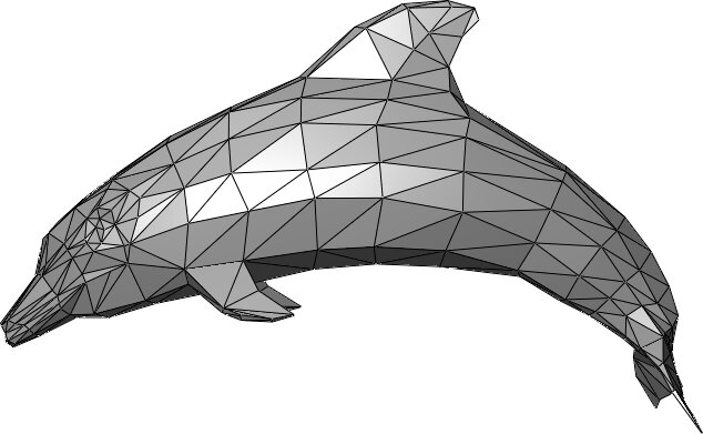 Un dauphin dessiné par un maillage de triangles