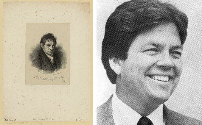 Portrait de Jean-Baptiste Say et photographie d'Arthur Laffer