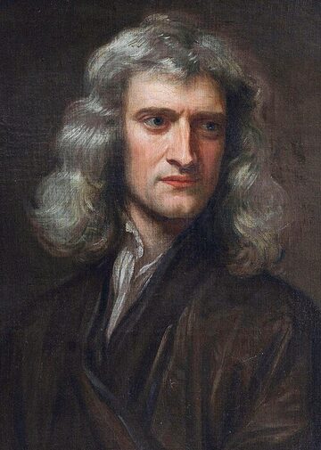 Portrait peint d'un homme d'une quarantaine d'années aux longs cheveux gris, vêtu d'une robe sombre, sur fond brun.